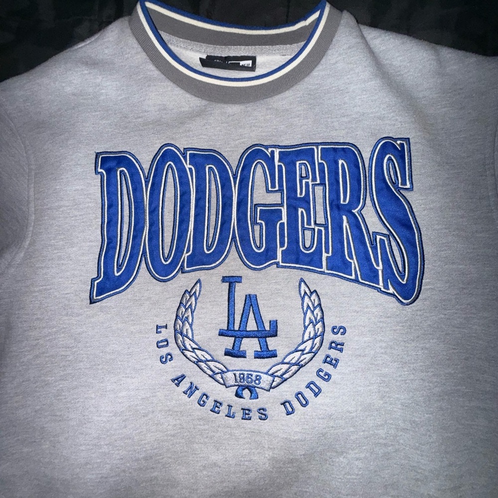 New Era Gray Dodgers Crewneck Sweater